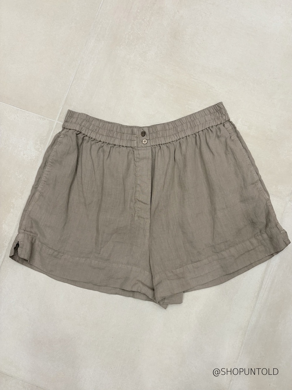 ZARA — LINEN SHORTS — TAUPE